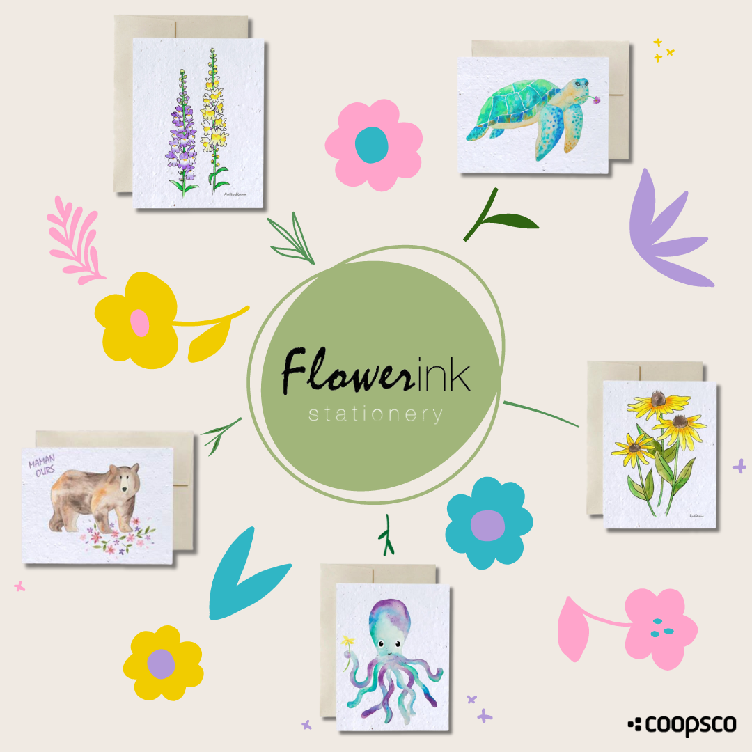 Cartes de souhaits plantables par la compagnie FLOWERINK